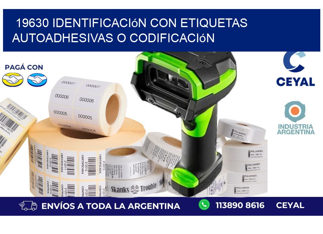 19630 identificación con etiquetas autoadhesivas o codificación