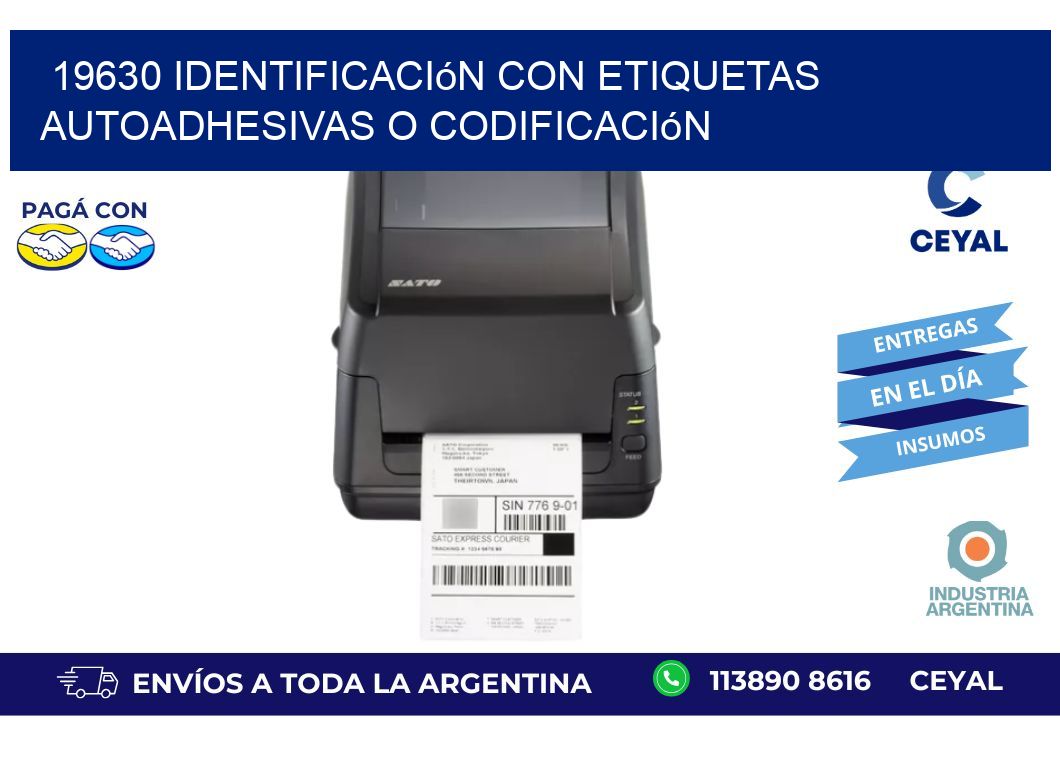 19630 identificación con etiquetas autoadhesivas o codificación