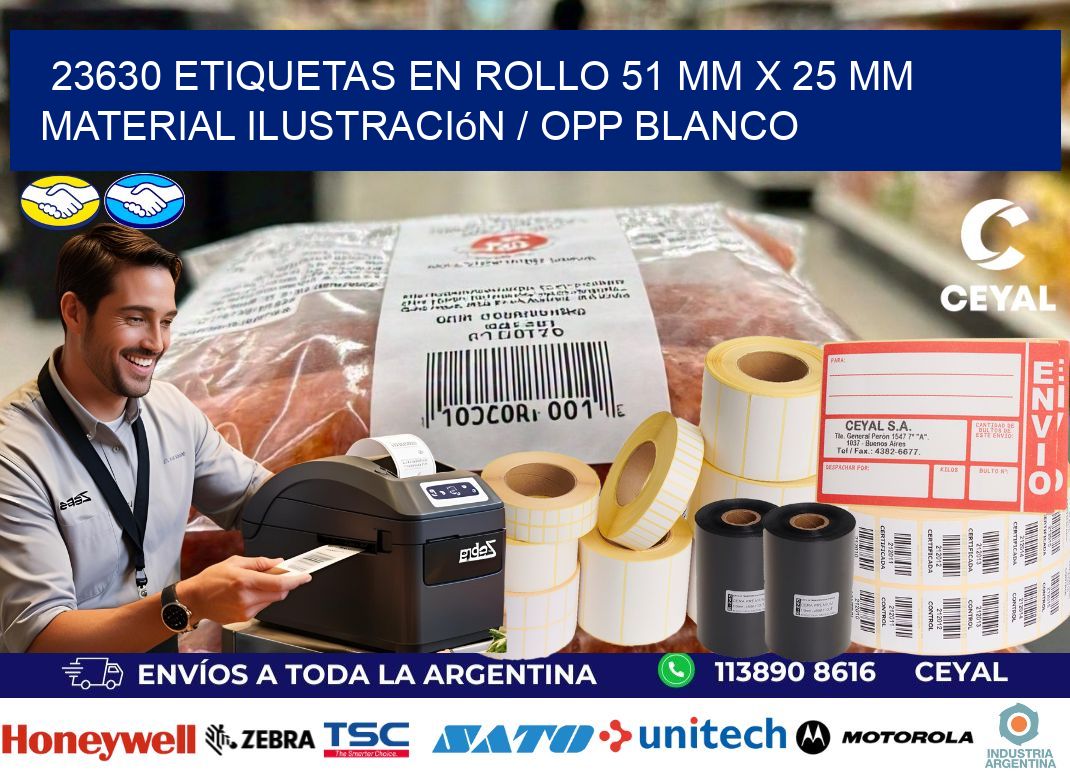 23630 Etiquetas en rollo 51 mm x 25 mm material Ilustración / OPP Blanco