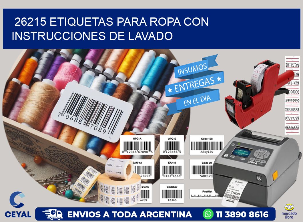 26215 etiquetas para ropa con instrucciones de lavado