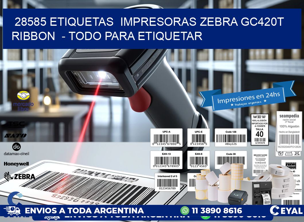 28585 etiquetas  impresoras zebra gc420t ribbon  - Todo para Etiquetar