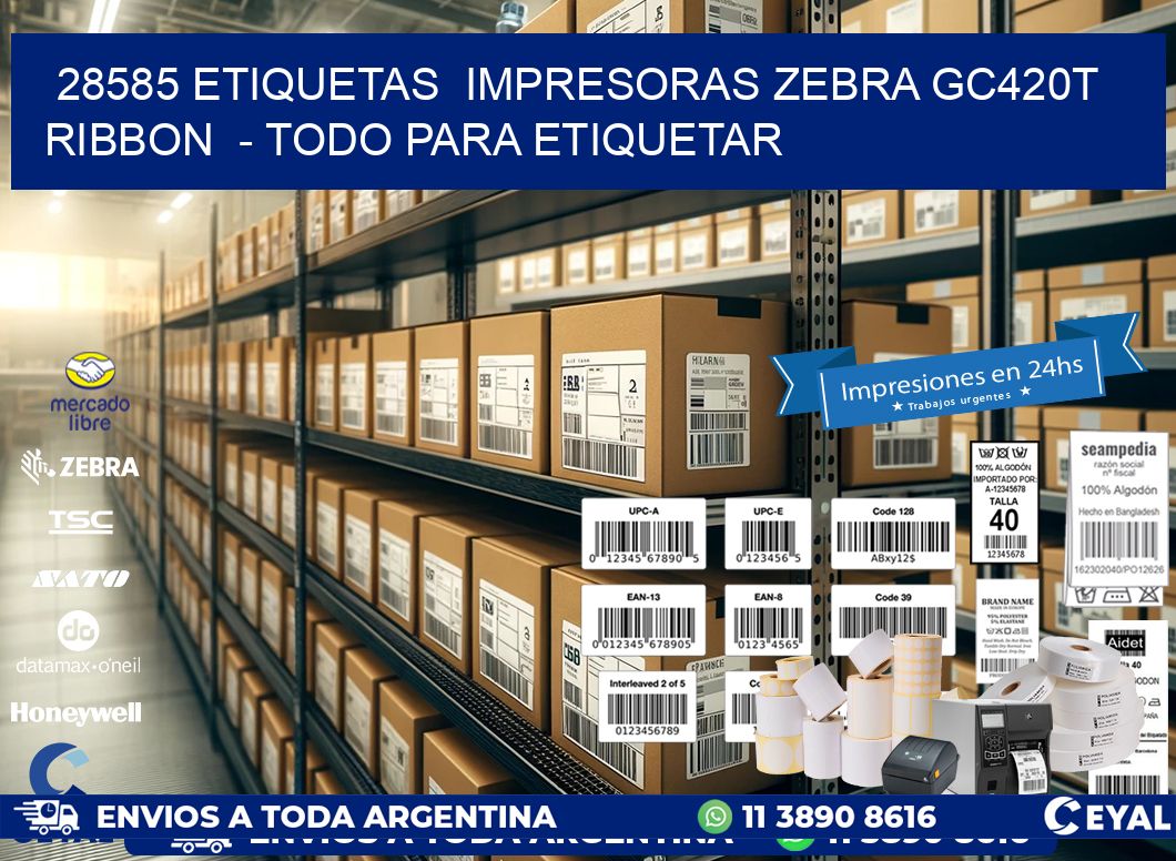 28585 etiquetas  impresoras zebra gc420t ribbon  - Todo para Etiquetar