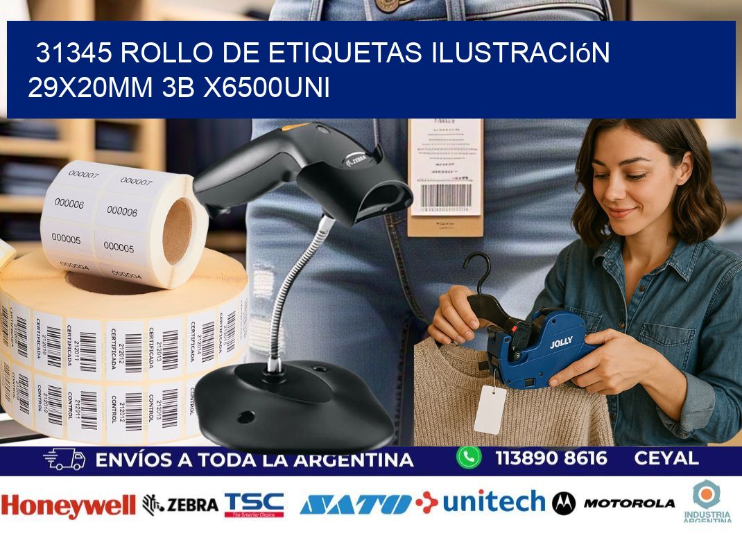 31345 Rollo De Etiquetas Ilustración 29x20mm 3b X6500uni
