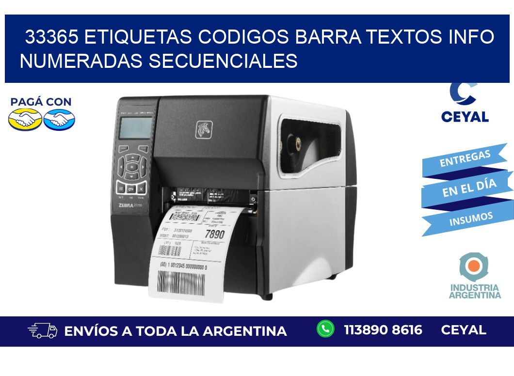 33365 Etiquetas Codigos Barra Textos Info Numeradas Secuenciales