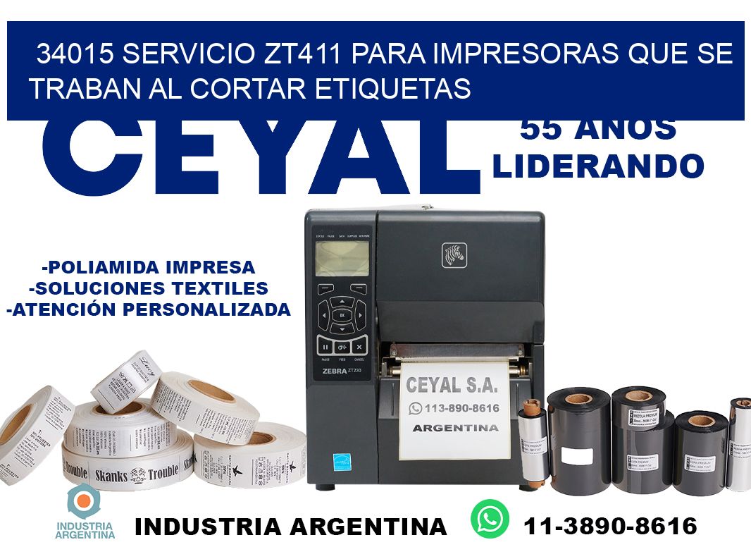 34015 servicio zt411 para impresoras que se traban al cortar etiquetas
