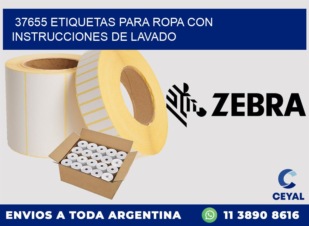 37655 etiquetas para ropa con instrucciones de lavado