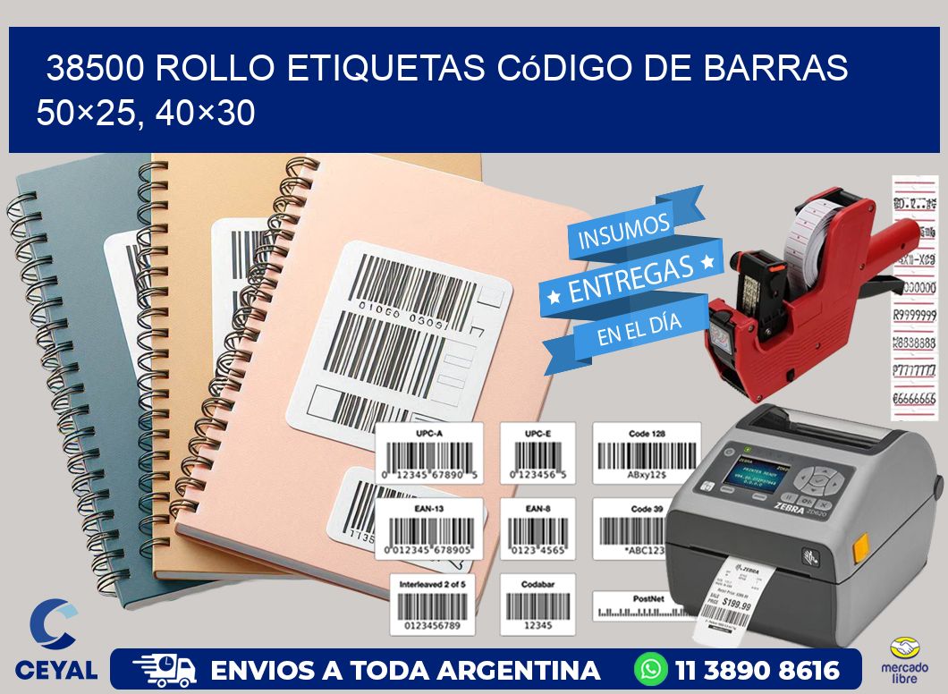 38500 rollo etiquetas código de barras 50×25, 40×30