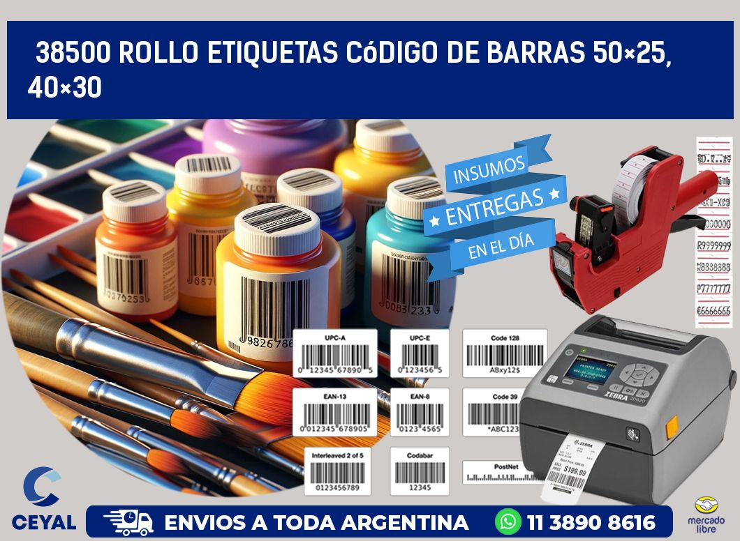 38500 rollo etiquetas código de barras 50×25, 40×30