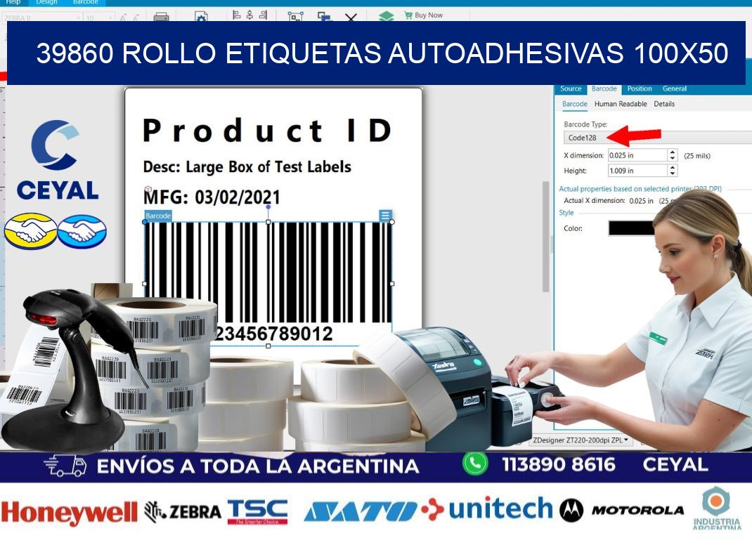 39860 Rollo Etiquetas autoadhesivas 100x50