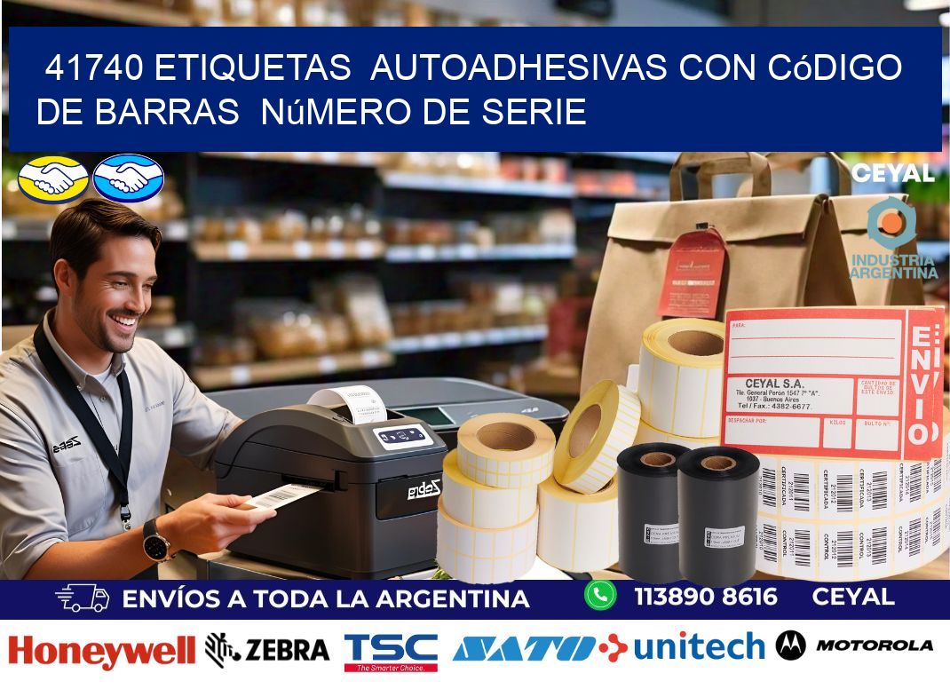 41740 etiquetas autoadhesivas con código de barras número de serie