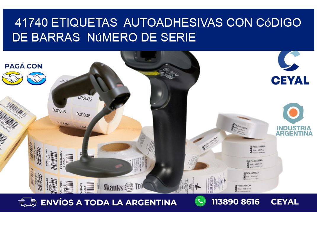 41740 etiquetas autoadhesivas con código de barras número de serie