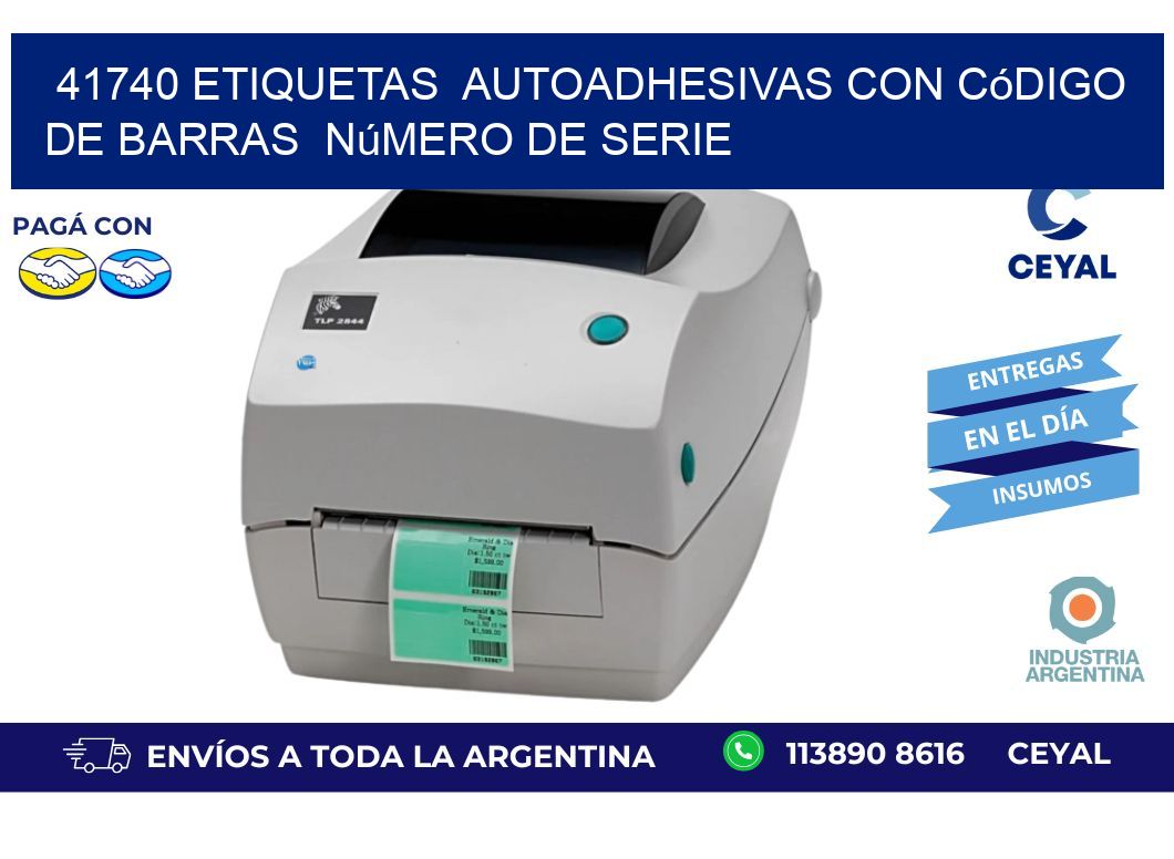 41740 etiquetas autoadhesivas con código de barras número de serie