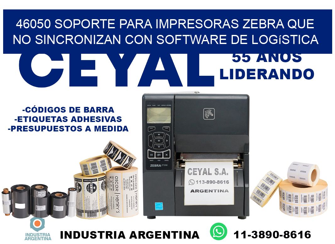 46050 soporte para impresoras zebra que no sincronizan con software de logística