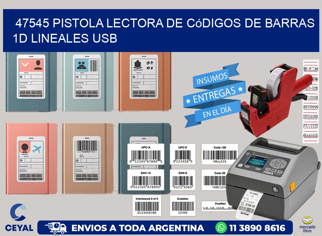 47545 Pistola Lectora De Códigos De Barras 1d Lineales Usb