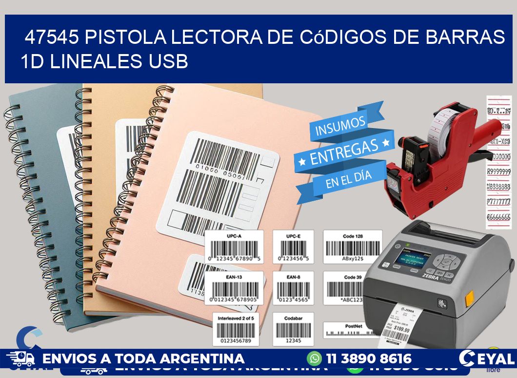 47545 Pistola Lectora De Códigos De Barras 1d Lineales Usb
