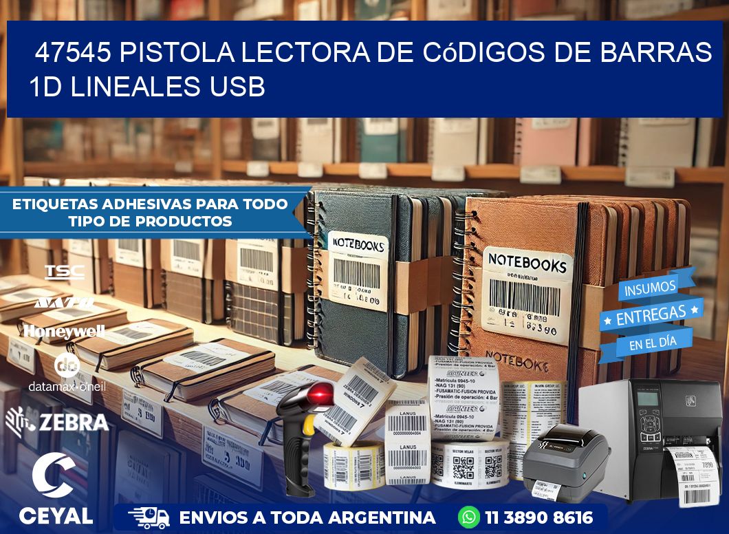 47545 Pistola Lectora De Códigos De Barras 1d Lineales Usb