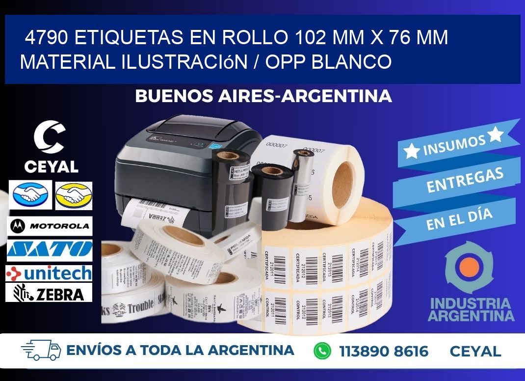 4790 Etiquetas en rollo 102 mm x 76 mm material Ilustración / OPP Blanco