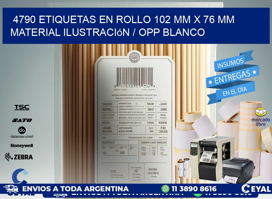 4790 Etiquetas en rollo 102 mm x 76 mm material Ilustración / OPP Blanco