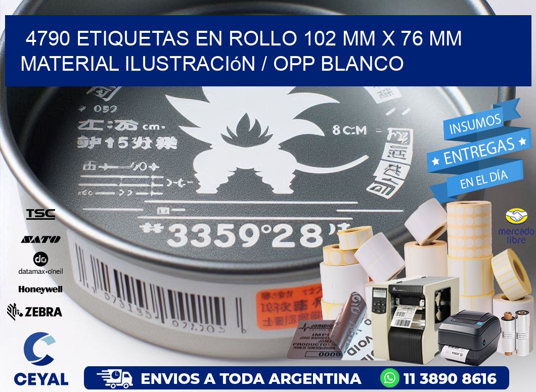 4790 Etiquetas en rollo 102 mm x 76 mm material Ilustración / OPP Blanco