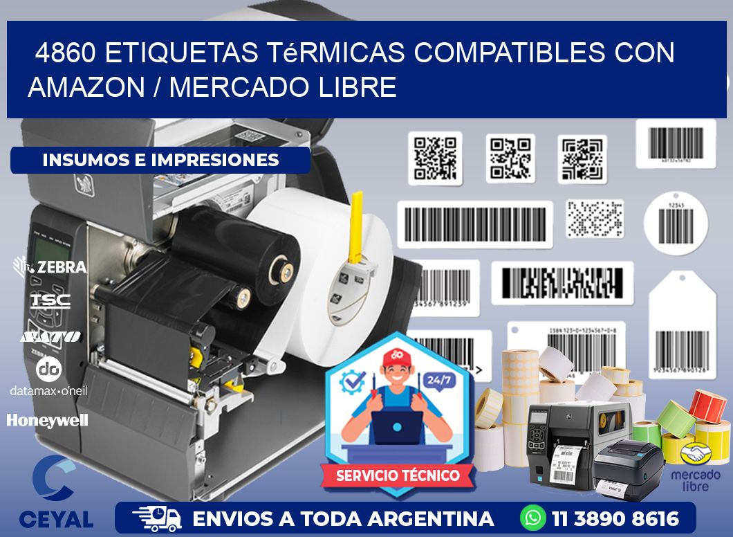 4860 etiquetas térmicas compatibles con Amazon / Mercado Libre