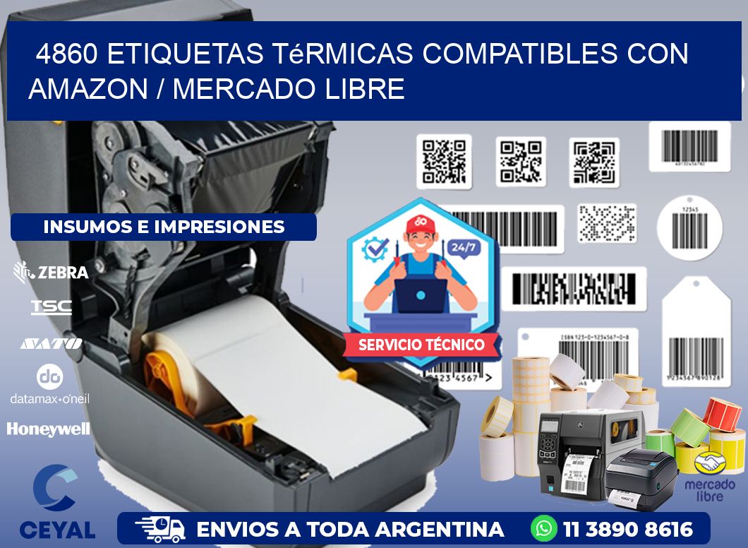 4860 etiquetas térmicas compatibles con Amazon / Mercado Libre