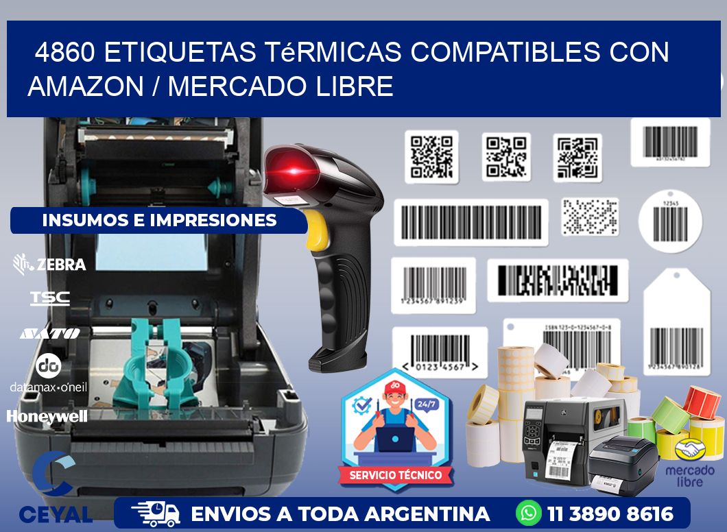 4860 etiquetas térmicas compatibles con Amazon / Mercado Libre