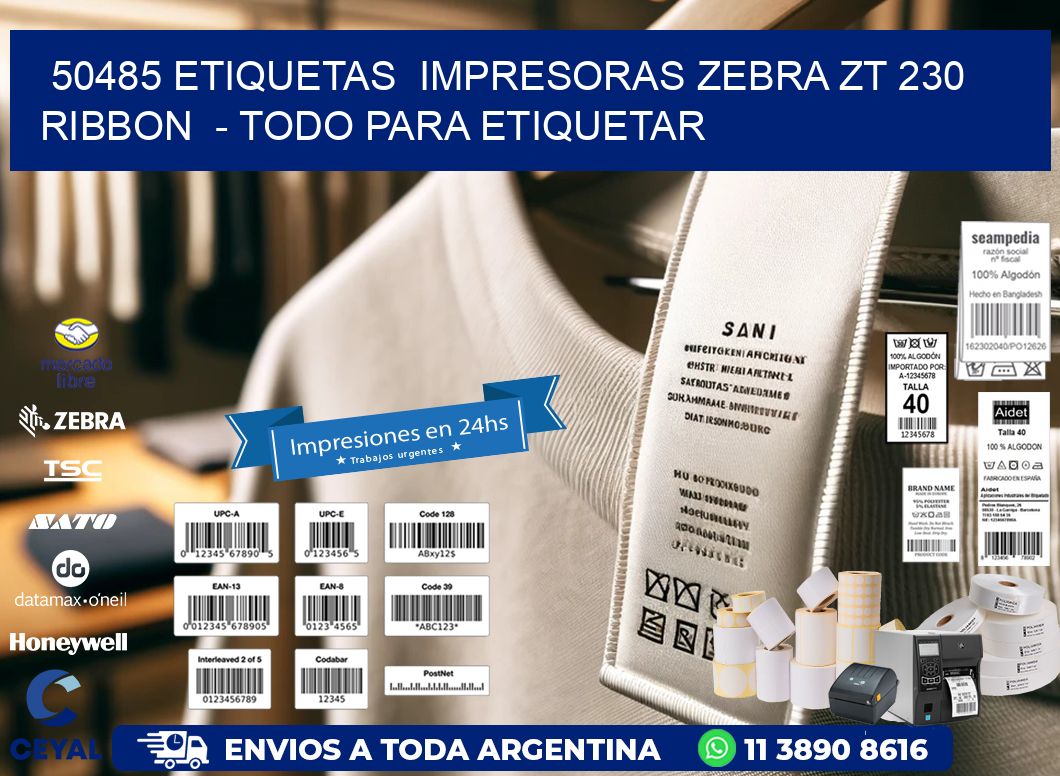 50485 etiquetas impresoras zebra zt 230 ribbon - Todo para Etiquetar