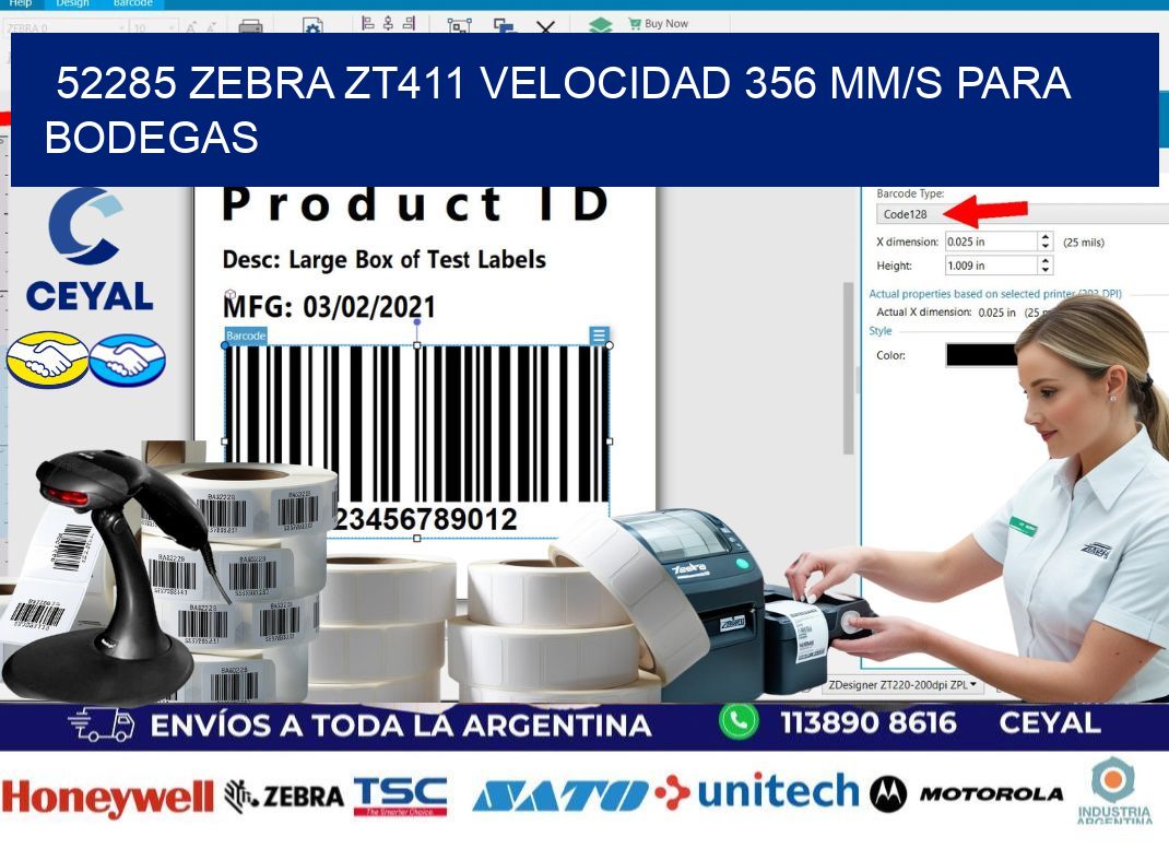 52285 Zebra ZT411 velocidad 356 mm/s para bodegas