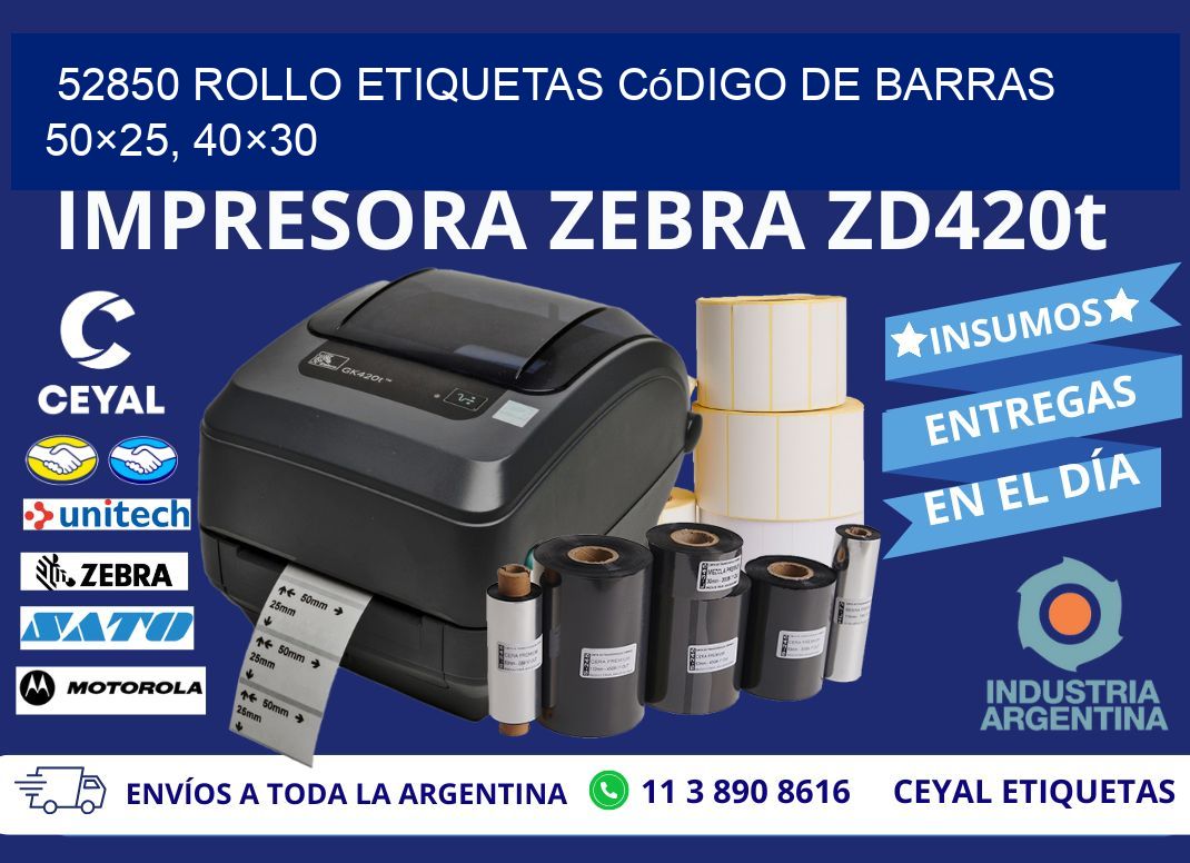 52850 rollo etiquetas código de barras 50×25, 40×30