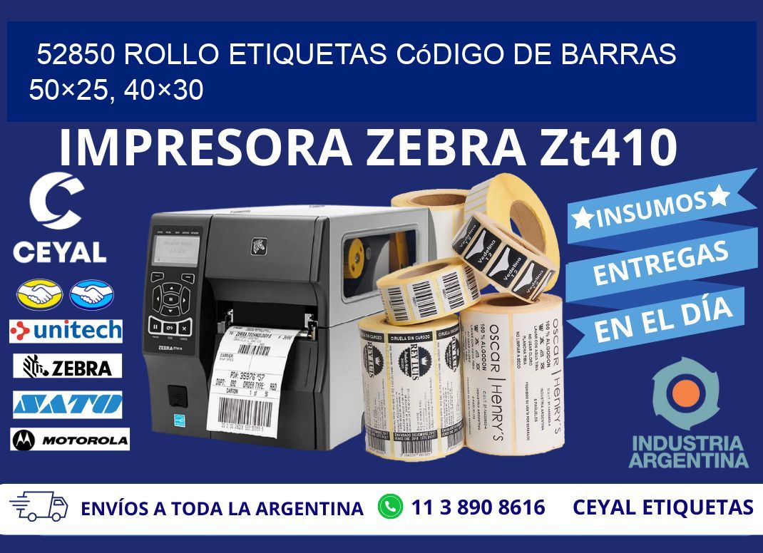 52850 rollo etiquetas código de barras 50×25, 40×30