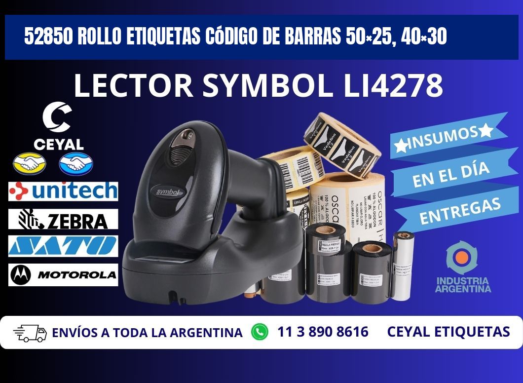 52850 rollo etiquetas código de barras 50×25, 40×30