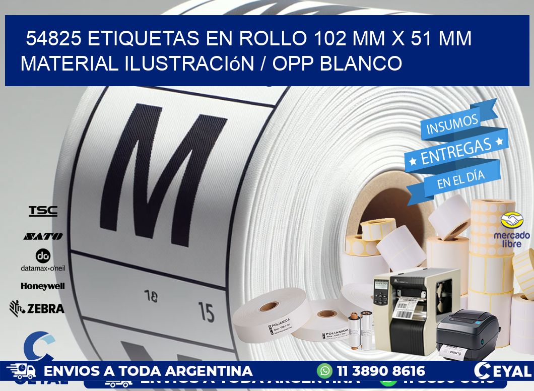 54825 Etiquetas en rollo 102 mm x 51 mm material Ilustración / OPP Blanco