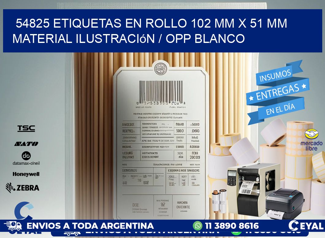 54825 Etiquetas en rollo 102 mm x 51 mm material Ilustración / OPP Blanco