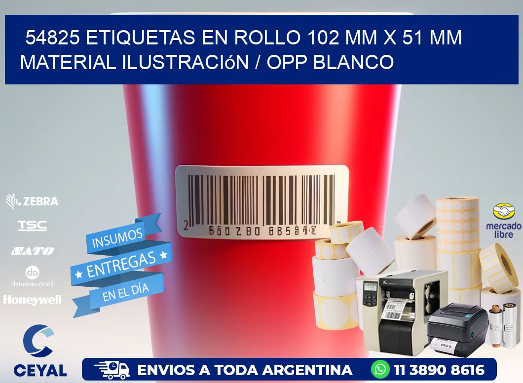 54825 Etiquetas en rollo 102 mm x 51 mm material Ilustración / OPP Blanco