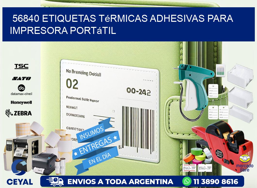 56840 etiquetas térmicas adhesivas para impresora portátil