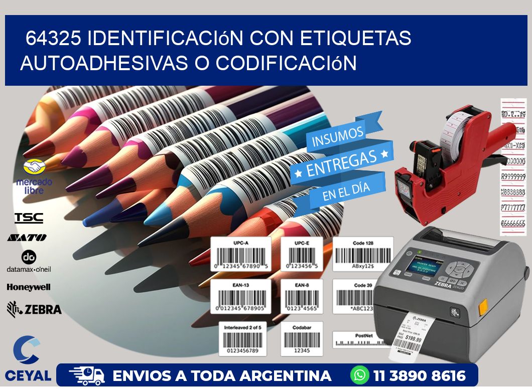 64325 identificación con etiquetas autoadhesivas o codificación