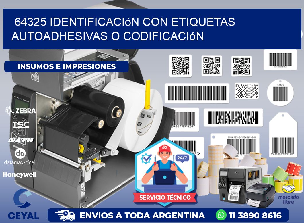 64325 identificación con etiquetas autoadhesivas o codificación