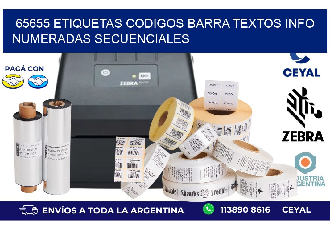 65655 Etiquetas Codigos Barra Textos Info Numeradas Secuenciales