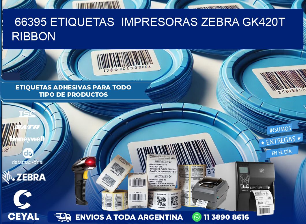 66395 Etiquetas impresoras zebra gk420t ribbon