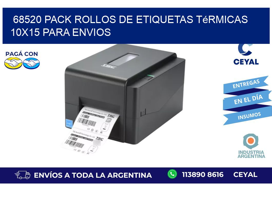 68520 pack rollos de etiquetas térmicas 10x15 para Envios
