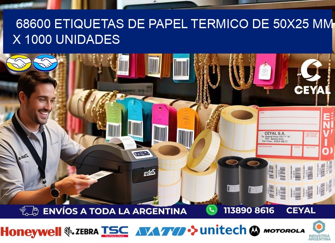 68600 Etiquetas De Papel Termico De 50x25 Mm X 1000 Unidades