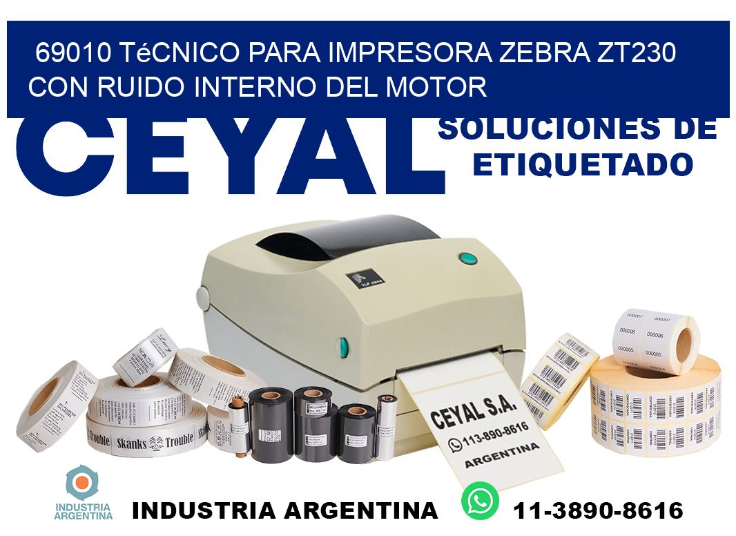 69010 técnico para impresora zebra zt230 con ruido interno del motor