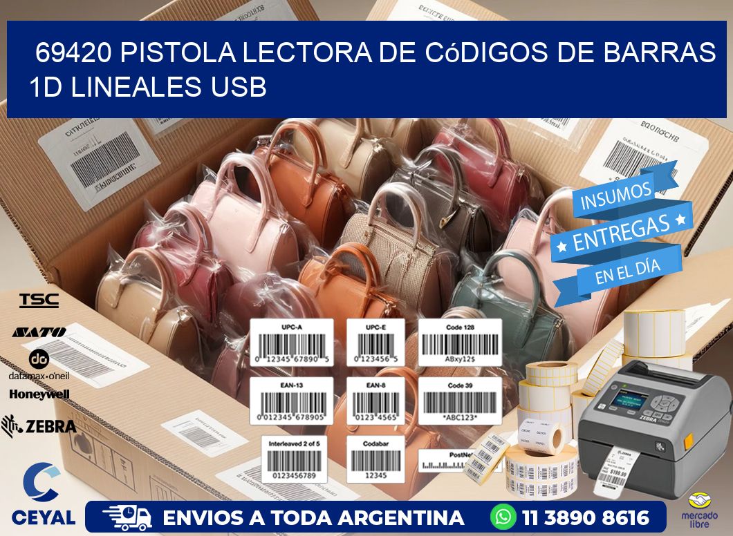 69420 Pistola Lectora De Códigos De Barras 1d Lineales Usb