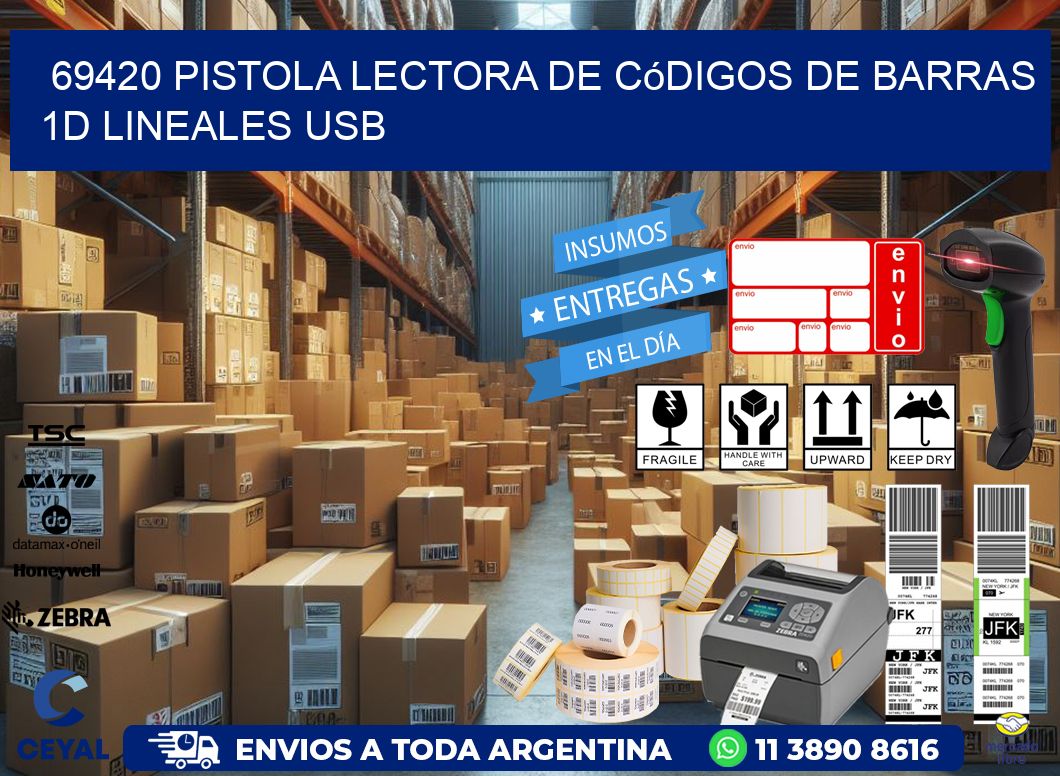 69420 Pistola Lectora De Códigos De Barras 1d Lineales Usb