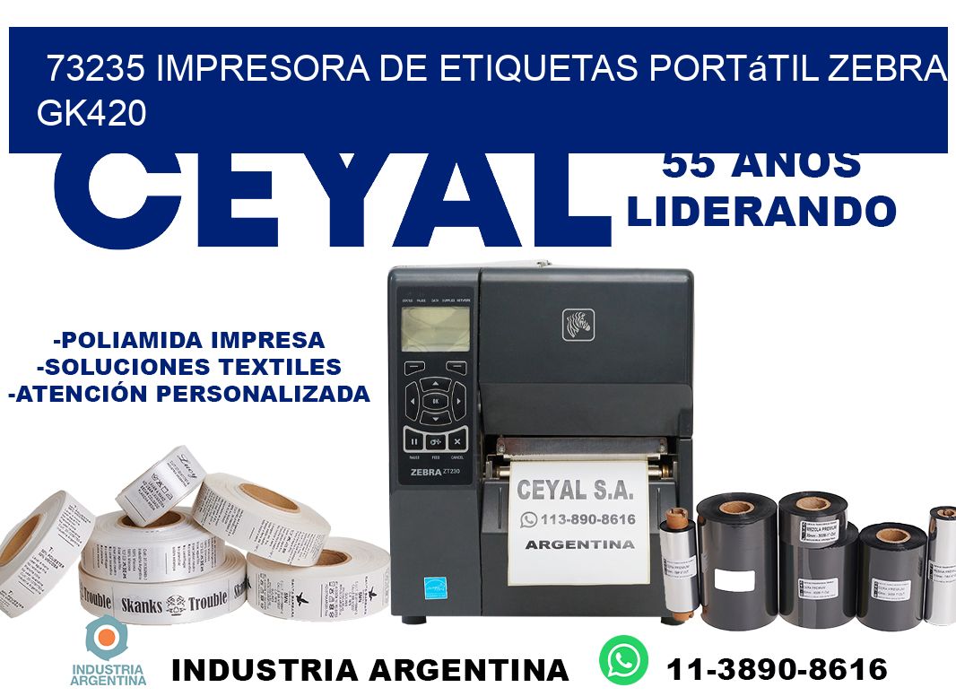 73235 impresora de etiquetas portátil Zebra GK420