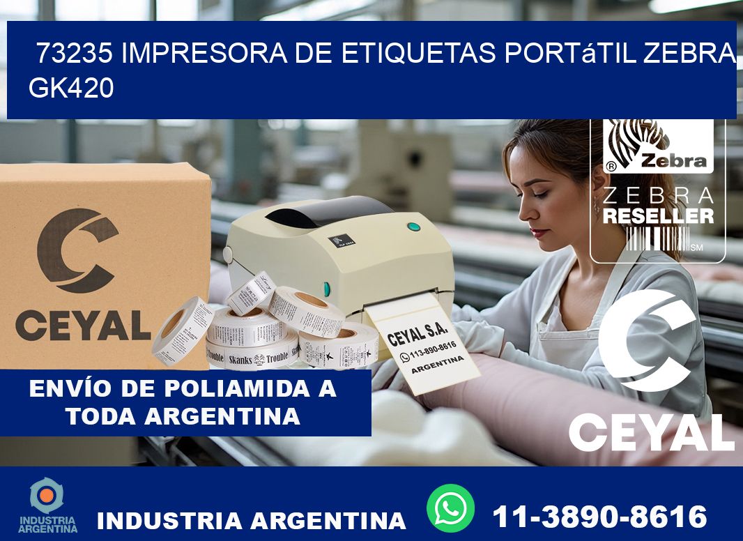 73235 impresora de etiquetas portátil Zebra GK420