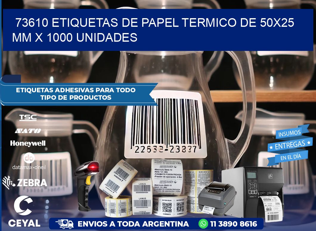 73610 Etiquetas De Papel Termico De 50x25 Mm X 1000 Unidades