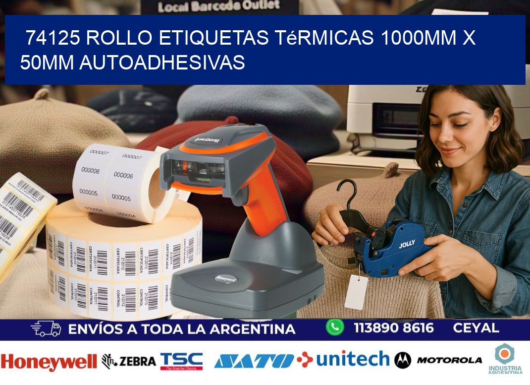74125 Rollo Etiquetas Térmicas 1000mm X 50mm Autoadhesivas