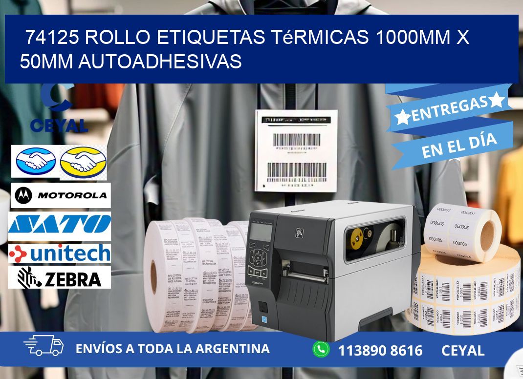 74125 Rollo Etiquetas Térmicas 1000mm X 50mm Autoadhesivas
