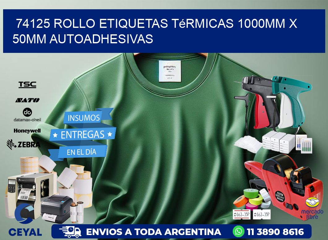74125 Rollo Etiquetas Térmicas 1000mm X 50mm Autoadhesivas